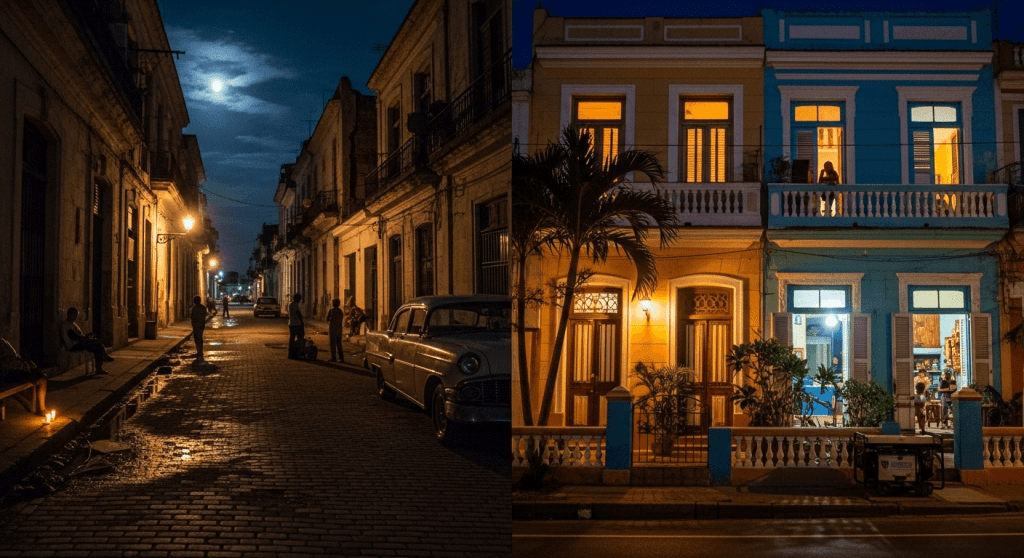 An electric generator, or 'planta eléctrica', running in the courtyard of a casa particular in Cuba to avoid power outages.